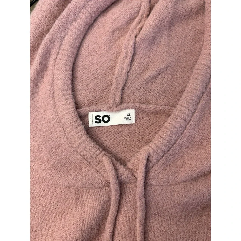 SO Juniors Hoodie XL Pink Eyelash Plush Yard Blush Crop Loungewear Womens NWT